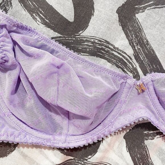 Savage X Fenty by Rihanna Women's Flocked Logo Unlined Demi Bra PURPLE LAVENDER - Picture 10 of 11